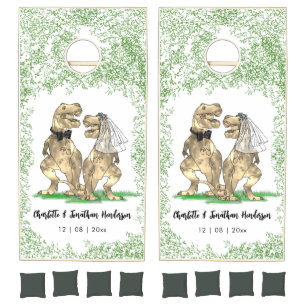 Dinosaur Theme Wedding Custom Cornhole Set