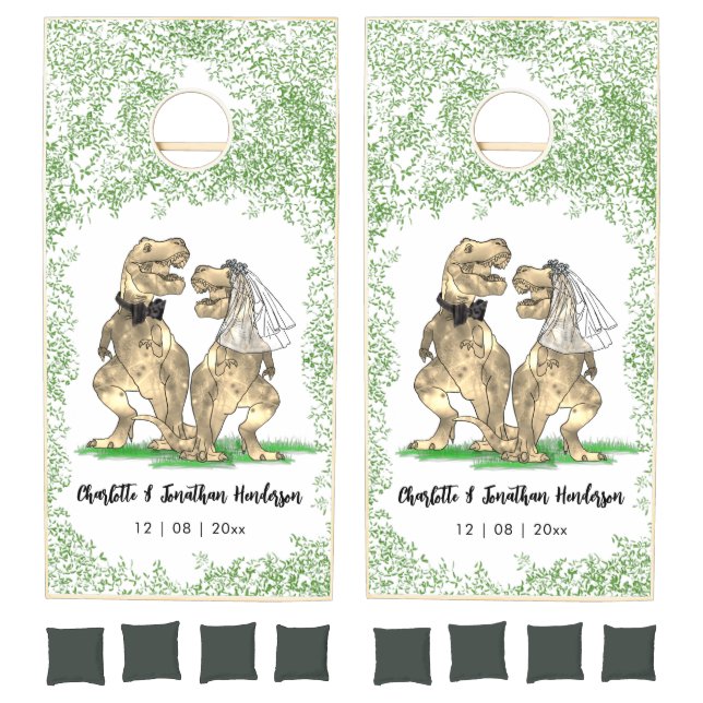 Dinosaur Theme Wedding Custom Cornhole Set (Set)