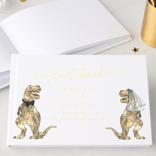 Dinosaur Theme Wedding Custom Gold Foil Guest Book