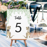 Dinosaur Theme Wedding Custom Table Number<br><div class="desc">Ideal for a dinosaur theme wedding, make it easy for your wedding guests to find their place with this fun dinosaur bride and groom table number. Just add the table number for each table using the simple templates to create a double sided table number chart. Funny T-Rex bride and groom...</div>