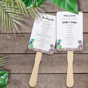 Dinosaur Theme Wedding Day Program Hand Fan
