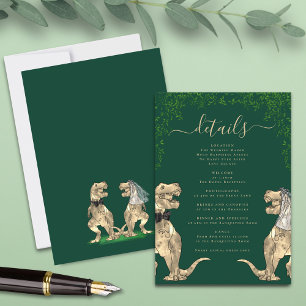 Dinosaur Theme Wedding Details Green Enclosure Card