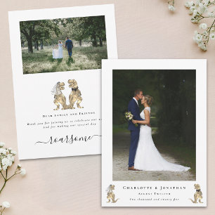 Dinosaur Theme Wedding Photo Thank You Card