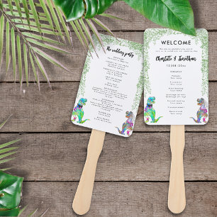 Dinosaur Theme Wedding Program Hand Fan