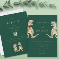 Dinosaur Theme Wedding QR code Green
