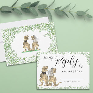 Dinosaur Theme Wedding Reply RSVP Card
