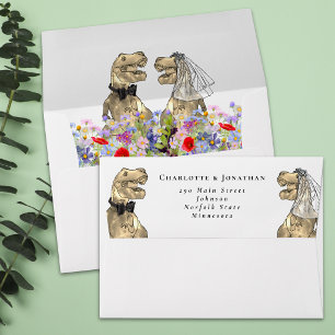 Dinosaur Theme Wedding Return Address Envelope