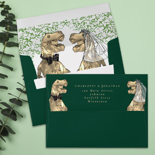 Dinosaur Theme Wedding Return Address Envelope