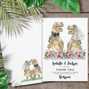 Dinosaur Theme Wedding Thank You Card