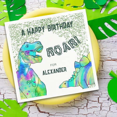 Dinosaur Themed Birthday Party Colorful Napkins