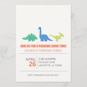 Dinosaur Themed Birthday Party Invitation