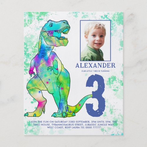 Dinosaur themed Birthday Party Photo Budget Flyer