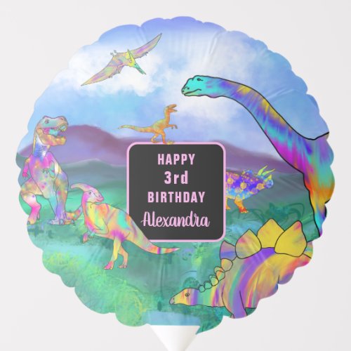 dinosaur themed birthday party pink balloon