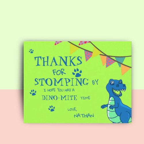Dinosaur Themed Birthday Thank you Postcard