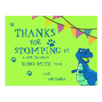 Dinosaur Themed Birthday Thank you Postcard