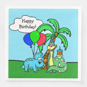Dinosaur Themed Happy Birthday Party Paper Napkins