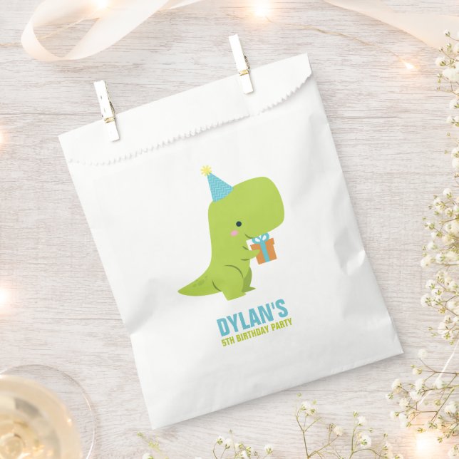 Dinosaur Themed Kids Birthday Party Favor Bag (Clipped)