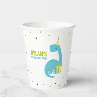 Dinosaur Themed Kids Birthday Party Paper Cups | Zazzle