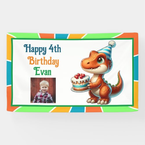 Dinosaur themed Kids Birthday Party Personalized Banner