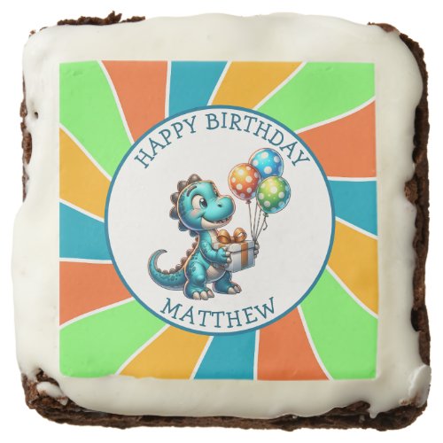 Dinosaur themed Kids Birthday Party Personalized Brownie