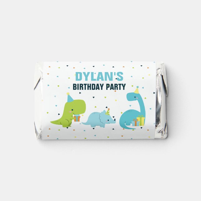 Dinosaur Themed Kids Birthday Party Personalized Hershey's Miniatures (Front)
