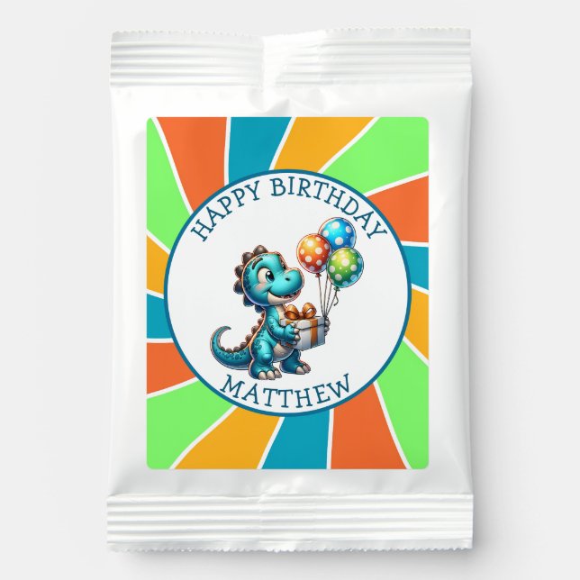 Dinosaur themed Kid's Birthday Party Personalized Lemonade Drink Mix (Front)