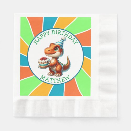 Dinosaur themed Kids Birthday Party Personalized Napkins