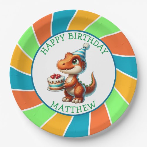 Dinosaur themed Kids Birthday Party Personalized Paper Plates