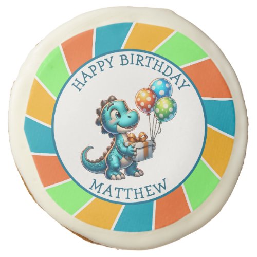 Dinosaur themed Kids Birthday Party Personalized Sugar Cookie