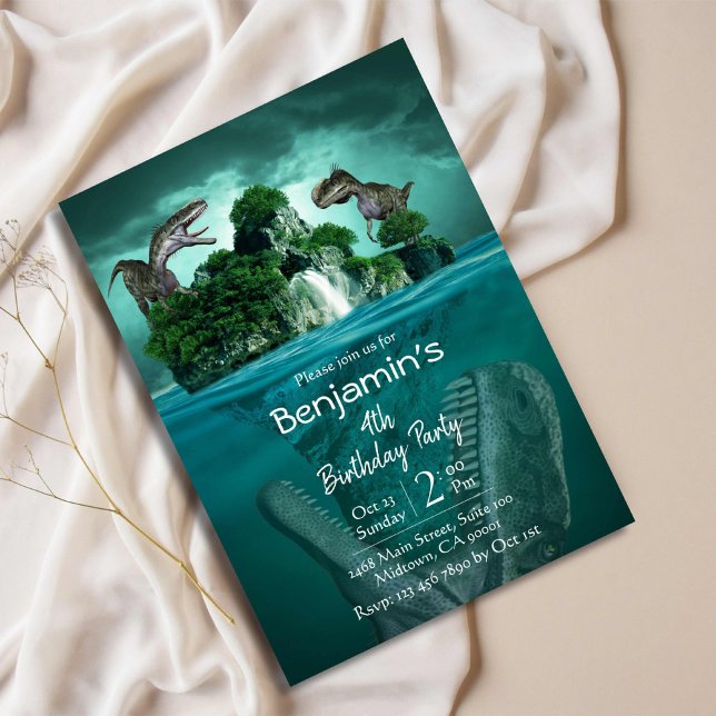 Dinosaur themed modern 4th birthday  invitation (Creator Uploaded)