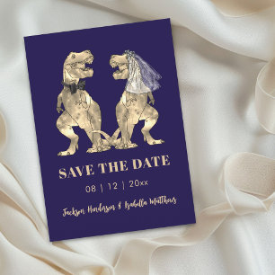 Dinosaur Themed Navy Blue Wedding Save The Date