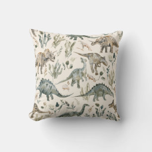 Dinosaur Themed Nursery Accent Pillow Vintage