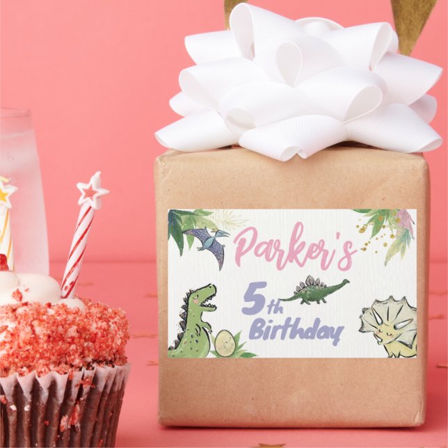 Dinosaur Themed Party Birthday Rectangular Sticker (Party)