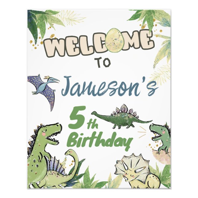 Dinosaur Themed Party Welcome Sign (Front)