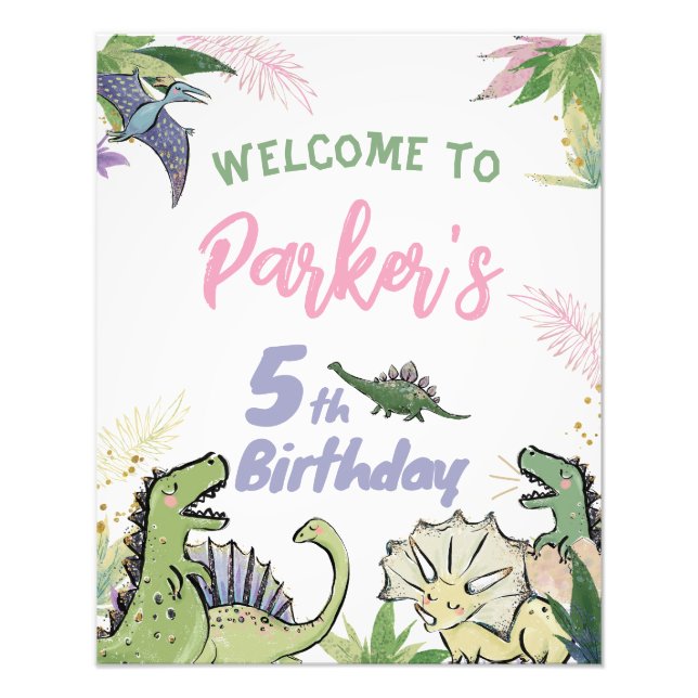 Dinosaur Themed Party Welcome Sign (Front)