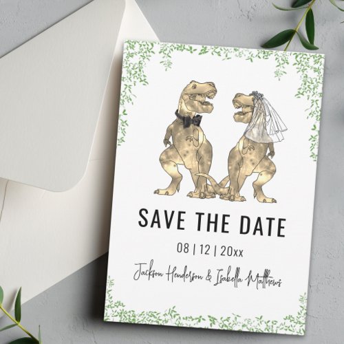 Dinosaur Themed Wedding Green Save The Date
