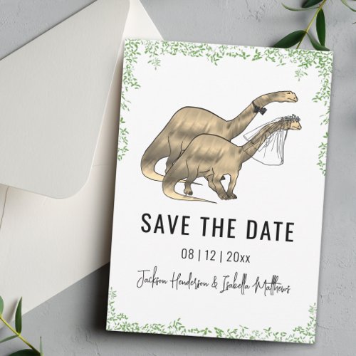 Dinosaur Themed Wedding Green Save The Date