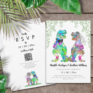 Dinosaur Themed Wedding QR Code Invitation