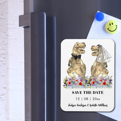 Dinosaur Themed Wedding Save the Date Magnet