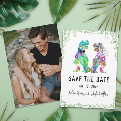 Dinosaur Themed Wedding Save the Date Photo