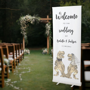 Dinosaur themed wedding welcome retractable banner