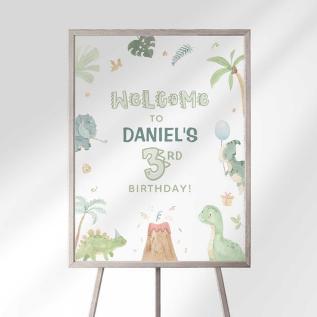 Dinosaur Third Birthday Welcome Sign (Creator Uploaded)