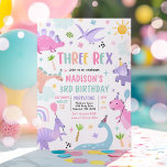 Dinosaur Three Rex 3rd Birthday Party Invitation<br><div class="desc">Dinosaur Three Rex 3rd Birthday Party Invitation
All designs are © PIXEL PERFECTION PARTY LTD</div>