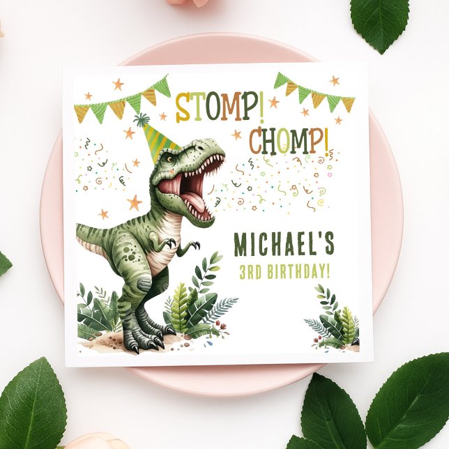 Dinosaur Three Rex 3rd Birthday Party  Napkins (Creator Uploaded)