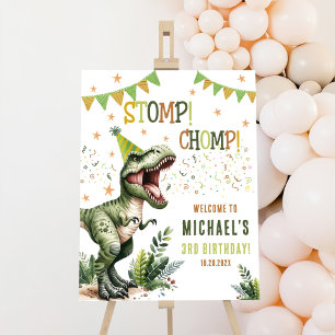 Dinosaur Three Rex 3rd Birthday Party Welcome Sign