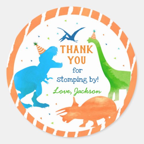Dinosaur Three Rex Birthday Party Favor Stickers