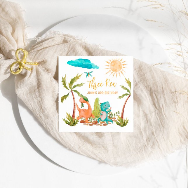 Dinosaur Three Rex Birthday Party  Napkins (Creator Uploaded)