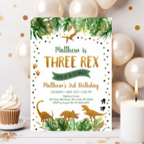 Dinosaur Three Rex Third Birthday Invitation