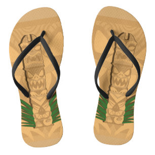 Dinosaur Tiki Totem Flip Flops