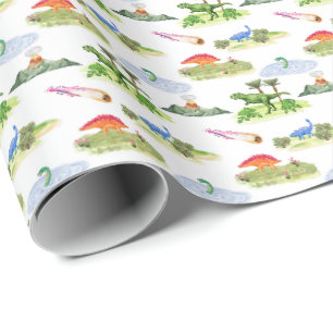 Dinosaur Toile (Original Colors) Wrapping Paper
